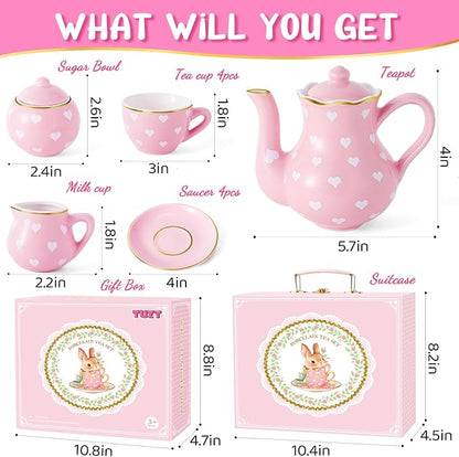 TUZT Tea Party Set for Little Girls Ages 3-8, Princess Tea Time Toy Includes - Image 2
