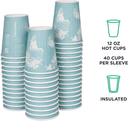 ECO PRODUCTS Compostable Disposable Insulated World Art 12oz Coffee Cups - Image 5
