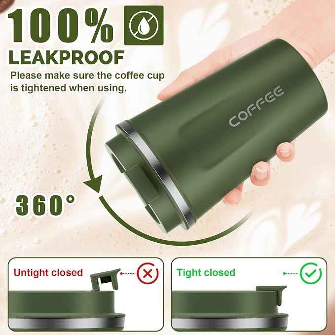 MOMSIV 12oz Travel Coffee Mug, Insulated Coffee Cup - Image 4