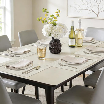 Beige Cloth Placemats Set of 6 - Washable Dining Table Mats Cloth Place Mats for Kitchen Place Mats Rectangle Farmhouse Fall Placemats for Indoors & Outdoors, Easy to Clean 12 x 18 Inch