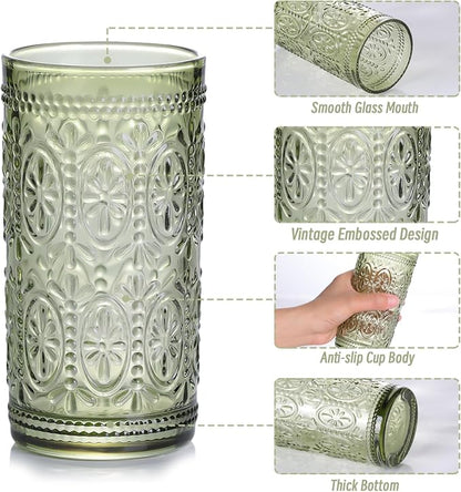 abrwyy Green Glassware, Vintage Drinking Glasses, 12oz Highball Glasses | - Image 3