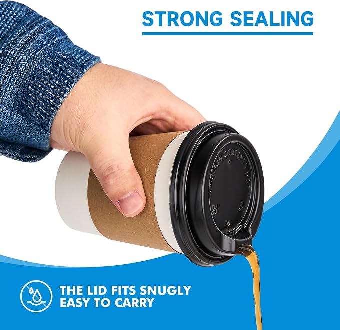 12 oz 100 Pack Disposable Paper Coffee Cups - Image 5