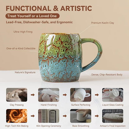 Handmade 22oz Ceramic Coffee Mug, Ergonomic Large Handle, Ideal Gift - Image 5