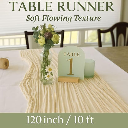 10FT Beige Cheesecloth Table Runner 120 Inch Rustic Boho Gauze Cheese Cloth - Image 2