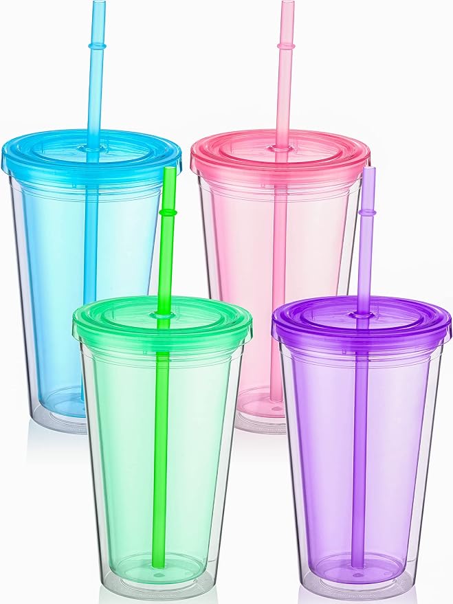 Nuogo 4 Pieces Insulated Double Wall Plastic Tumbler by Nuogo