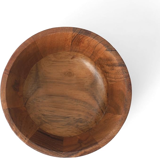 Acacia Wood Round Serving Bowls Set of 4 U Shape - Image 9