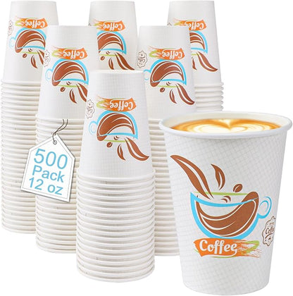 Lamosi 500 Pack 12 oz Coffee Cups, Disposable Paper Cups No Lids | Leakproof by BuyNow
