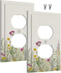 Outlet Covers Wildflower Botanical Plant Herbs Flower 1 Gang Duplex Light Switch Cover Plate Decorative Wall Plates Electrical Switchplate Receptacle for Bathroom Livingroom Decor（2 Pack）