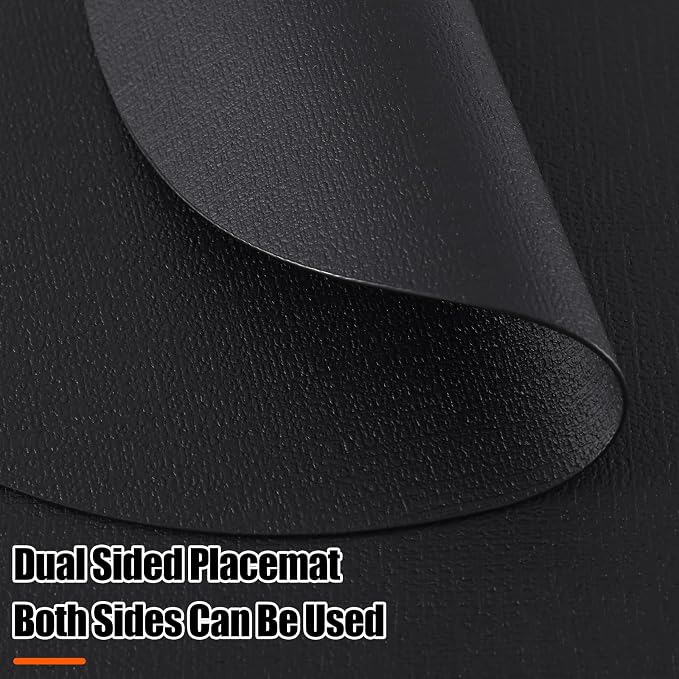 Homaxy Round Faux Leather Placemats and Coasters, Wipeable Place Mats, - Image 3