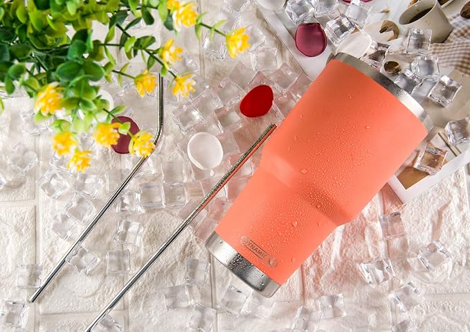 D·S 30oz Orange Tumbler Double Wall Vacuum Insulated Travel Coffee Mug | Double - Image 2