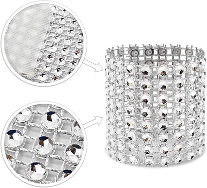 KPOSIYA Napkin Rings, Pack of 60 Rhinestone Napkin Rings Diamond Adornment for Place Settings, Wedding Receptions, Dinner or Holiday Parties, Family Gatherings (60, Silver)