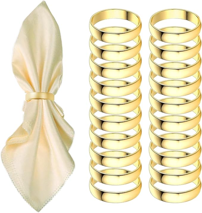 Gold Napkin Rings-20 Pcs Stainless Steel Napkin Rings | Metal Napkin Ring by GERILKAI