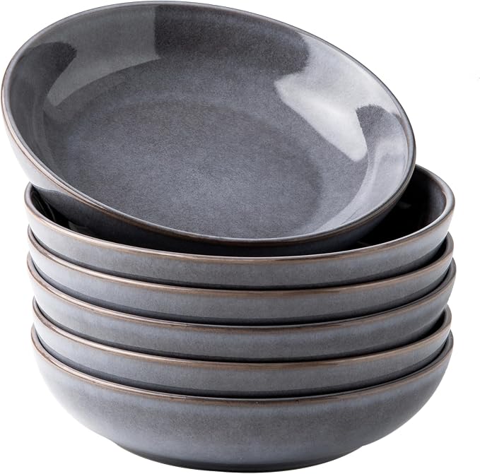 AmorArc 8.5'' Large Pasta Bowls, 36oz Stoneware Pasta Serving Bowls Set of 6 by AmorArc