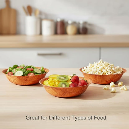 12-inch Wooden Serving Bowl, Set Of 6 | Round | Stackable | EZ To Wash | Great For Salads, Fruits, Snacks, And More [6PK]