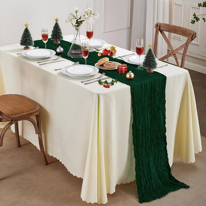 AGIRL 6 Pack Emerald Green Cheesecloth Table Runner 10FT Boho Home Decor | - Image 7