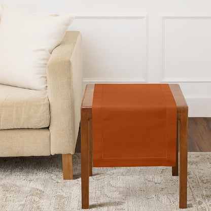Solino Home Cotton Linen Dining Table Runner Cinnamon Hemstitch, 14 x 36 in | by SolinoHome