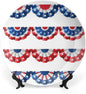 Ceramic Display Plate, American Flag Decor Ceramic Hanging Decorative Plate, Flag Round Bunting Election Ornament Pattern, 8 Inch, Household Custom Ceramic Plate, Blue Red