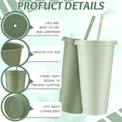 Skylety 12 Pcs Sage Green Plastic Cups - Image 3