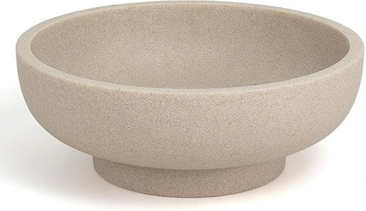 Large Decorative Bowl, Modern Handicraft Resin Bowls for Home Decor, Decorative Fruit Bowl for Kitchen Counter, Stylish Key Bowl for Entry Table, Artificial Stone Resin Beige