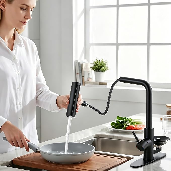 Waterfall Kitchen Faucet with Pull Down Sprayer & Glass Rinser | 4 Adjustable - Image 2