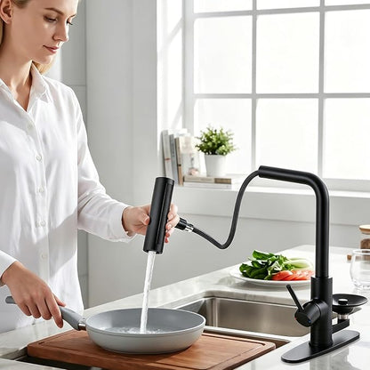 Waterfall Kitchen Faucet with Pull Down Sprayer & Glass Rinser | 4 Adjustable - Image 2