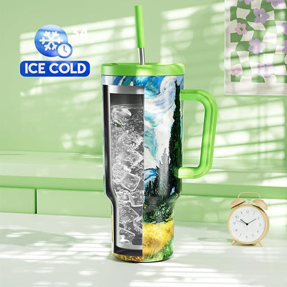 Meoky 40 oz Tumbler with Handle and Straw: Stainless Steel Insulated Tumbler - Image 2