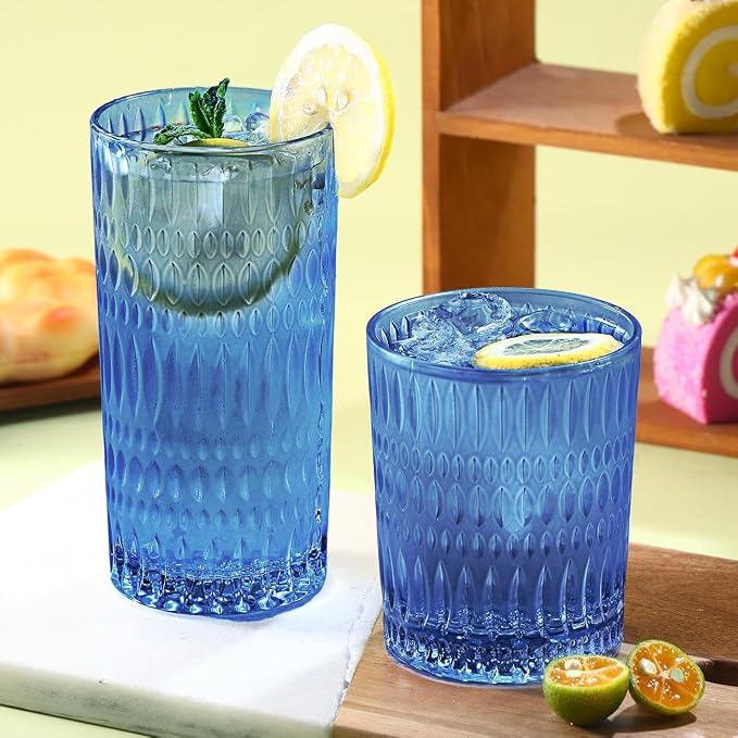Loivttvv Glassware Drinking Glasses Set of 8, 14 oz Highball Glasses & 10 oz - Image 7
