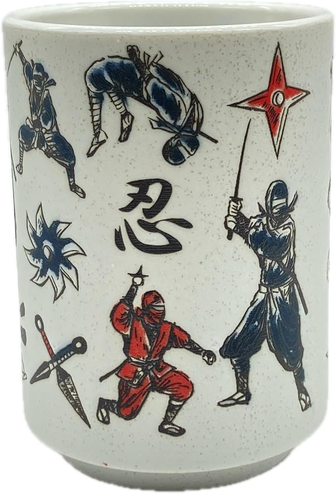 野口熊太郎茶園 Japanese Tea Cup, Sushi Yunomi, 9.1Fl oz, Mino Ware, Printed NINJA - Image 3