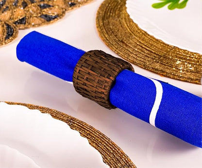 Woven Napkin Rings Set of 12, Handmade Cane Fall Napkin Rings Holders, Natural - Image 7