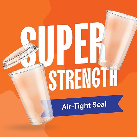 Clear Plastic Cups with Strawless Sip Lids - 20 oz PET Cups | Disposable Iced - Image 3