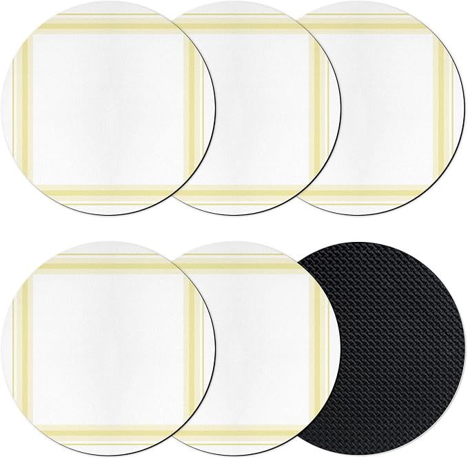 Yellow Grid Coasters Set of 6, Absorbent Coasters by Unknown