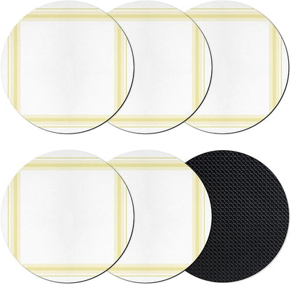 Yellow Grid Coasters Set of 6, Absorbent Coasters by Unknown
