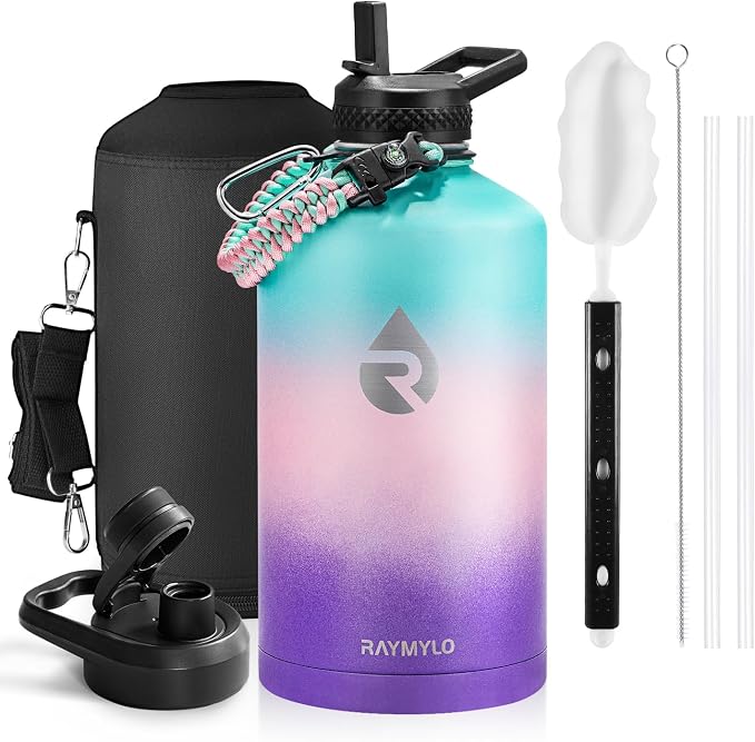 RAYMYLO One Gallon Water Bottle Insulated 128 oz, Stainless Steel | Triple by RAYMYLO