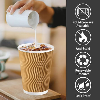Lamosi 100 Pack Coffee Cups 12 oz, Disposable Paper Coffee Cups No Lids | - Image 3