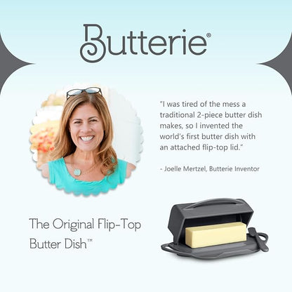 Flip Top Butter Dish with Attached Lid & Matching Knife - Image 9
