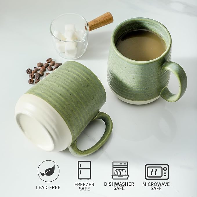 Hasense Stoneware Coffee Mugs Set of 6, 15 Oz Large Coffee Cups - Image 5