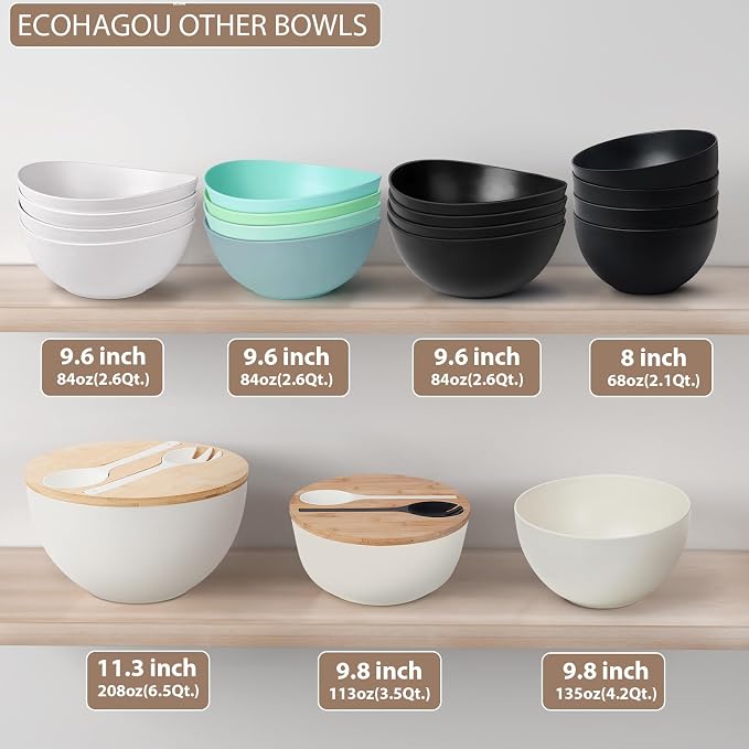 Bamboo Fiber 10 ″ Large Salad Serving Bowl Set - Image 6