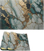 Marble Linen Placemats Set of 2, Modern Abstract Foil Texture White Green Gold Marble Washable Place Mats, Non Slip Placemat for Home Party Dining Tables Wedding Kitchen Banquets Decor 12x17 Inch