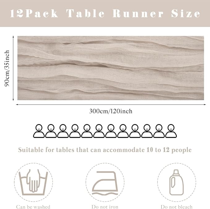 6 Pcs Cheesecloth Table Runner 10FT Rose Brown Runner - Image 3