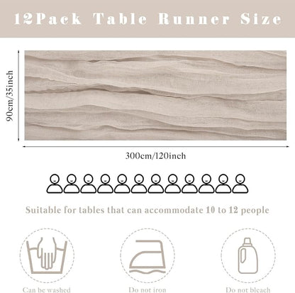 6 Pcs Cheesecloth Table Runner 10FT Rose Brown Runner - Image 3