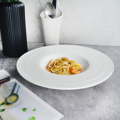 Soup Plates Fine Soup bowls Set of 4, 10.9 Inch Ceramics Rimmed Small Mouth - Image 2