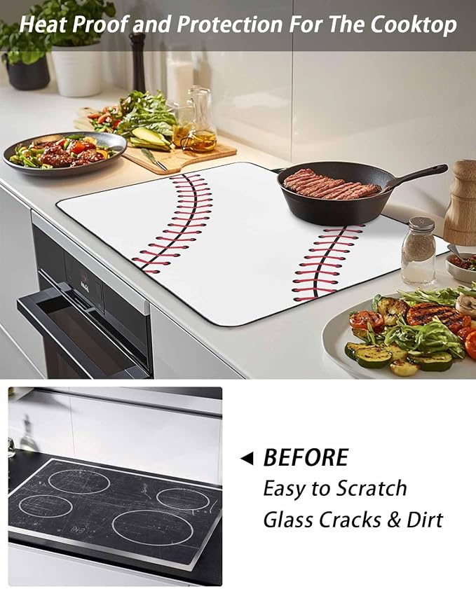 American Baseball Sports Induction Cooktop Protector Mat, Glass Top Stove Cover - Image 3