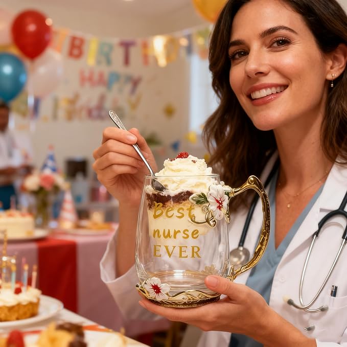 National Nurses Day Flower Glass Cup - Image 8