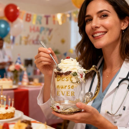 National Nurses Day Flower Glass Cup - Image 8