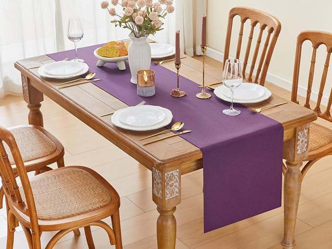 YATOJUZI Purple Table Runner Seasonal Summer Kitchen Dining Coffee Table - Image 6