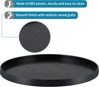 MDLUU Plastic Serving Tray, 13" Ottoman Tray, Round Butler Tray for Breakfast in Bed, Coffee Table Decor, Party