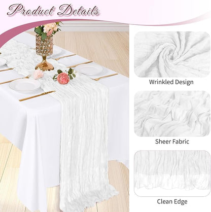 6 Pack White Cheesecloth Table Runner, 17 x 108 inch, Semi Sheer Boho Cheese - Image 4