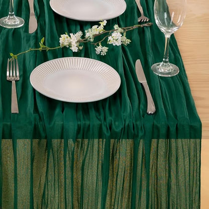 3 Pack Emerald Green Cheesecloth Table Runner 10ft Sheer Gauze Decor | - Image 4