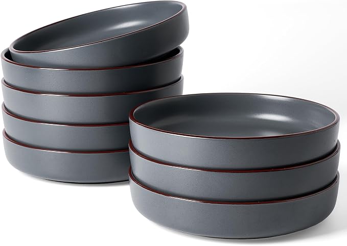 famiware Mercury Pasta Bowls Set of 8, 33 oz Large Salad Bowls, Charcoal | by Famiware