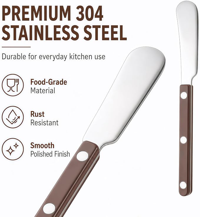 4PCS Stainless Steel Butter Knives Set: 6.3 Inch Cheese Spreader 304 Stainless - Image 6